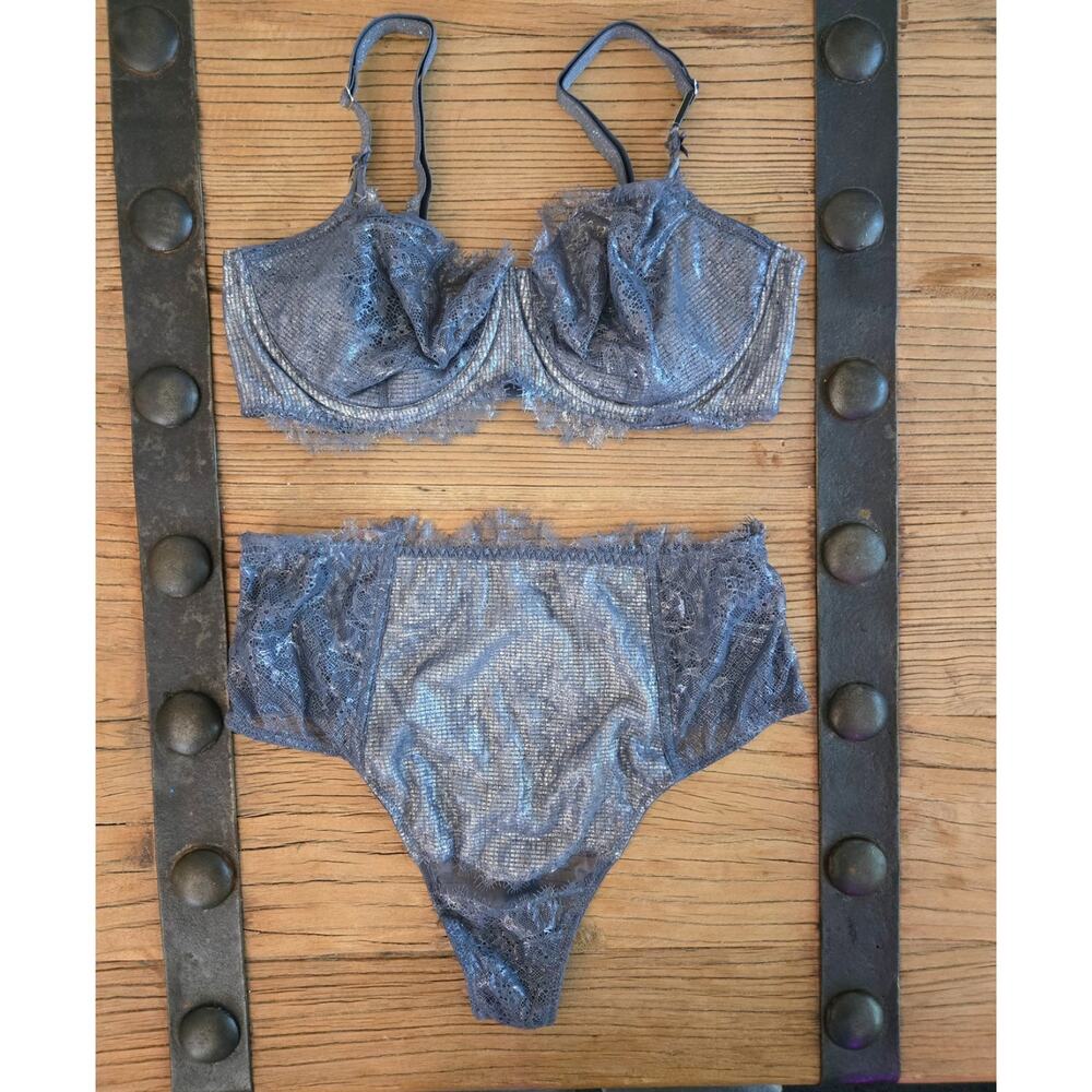 Victoria's Secret Dream Angels Wicked Lace Balconette Bra High Thong Set 34D M
